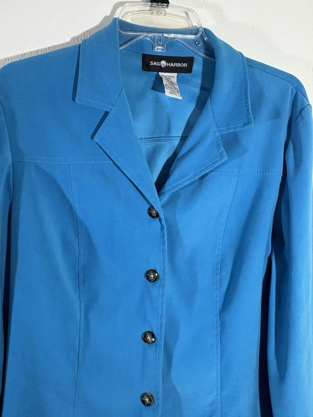 Sag Harbor Women’s Blazer - Shirt Bright Florida Blue Size 12 Button Up Jacket